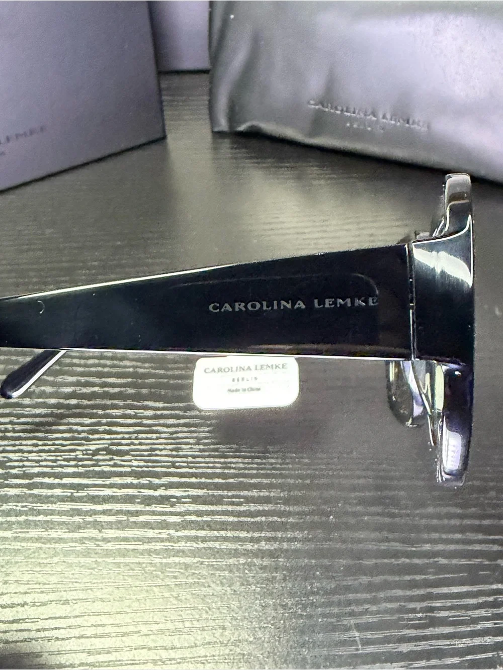Carolina Lemke Women's Black Square Sunglasses